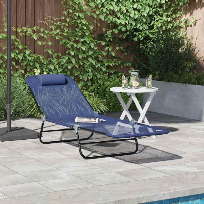 NEAGLEN Folding Sun Lounger Navy 182x55x85.5 cm Textilene - Blue