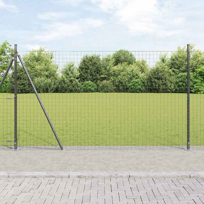 Fence Posts with Base Plates 13 pcs Diameter 32mm 88,5cm Galvanised Steel