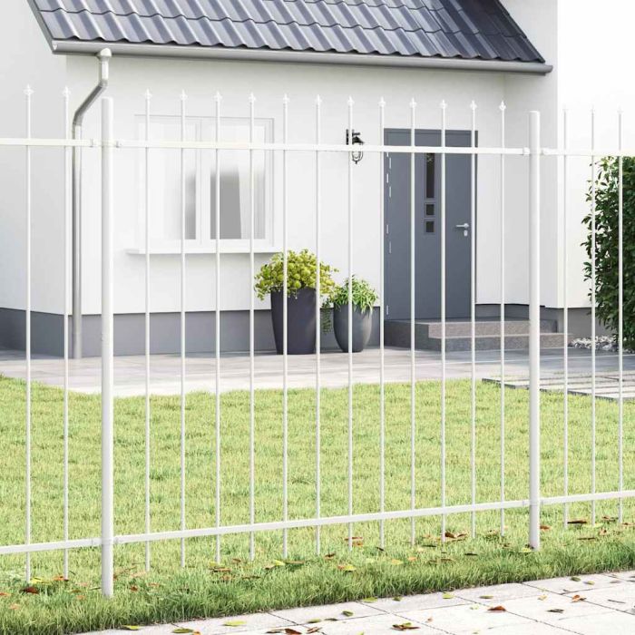 Garden Fence with Spear Top White 1,7x1,5 m Steel