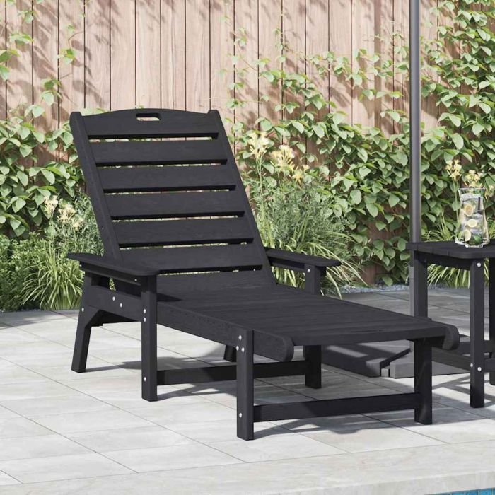 Sun Lounger Black 53x162x98.5 cm HDPE