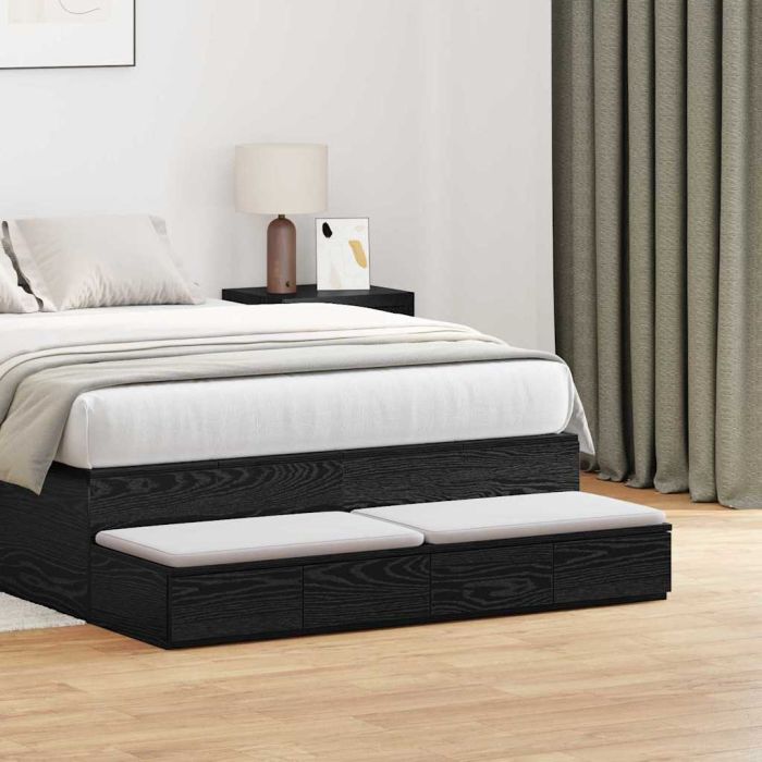 Bed Drawers Black 120x36.5x16.5 cm Engineered Wood