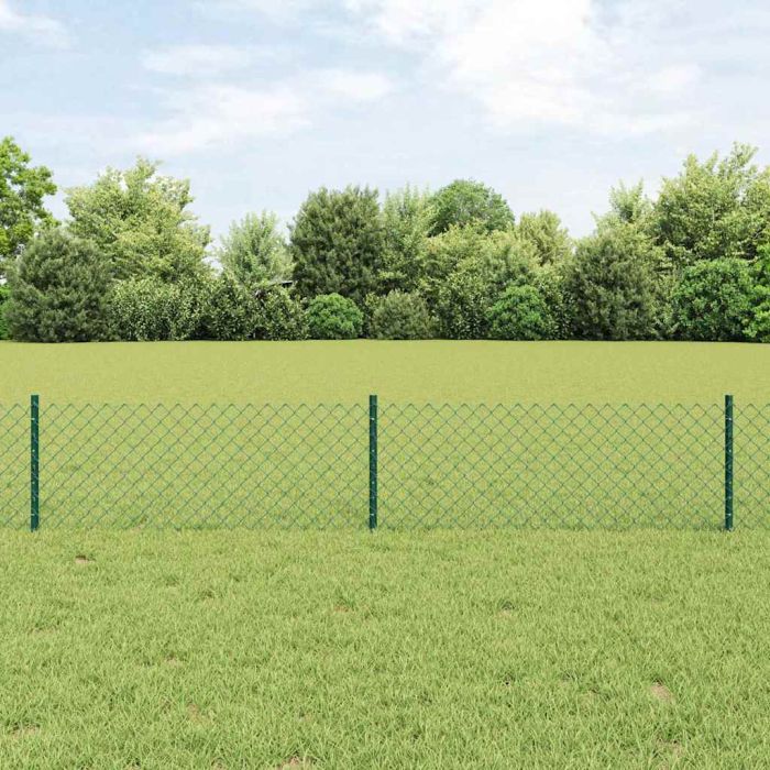 Chain Link Fence with 10 U Posts Green 0.4x10 m Steel