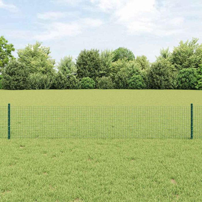 Welded Wire Fence with 5 U Posts Green 0.4x10 m Steel