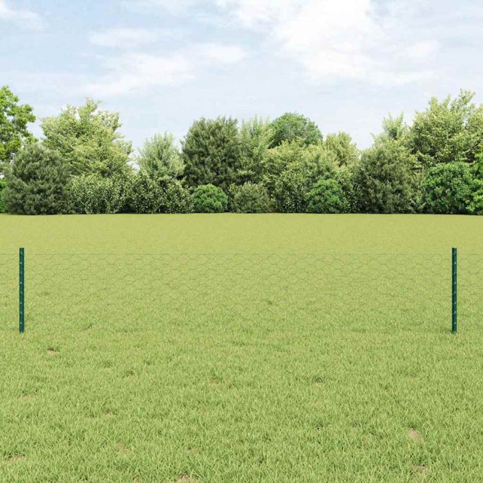 Fence Posts 5 pcs U-Channel Green 40 cm Steel