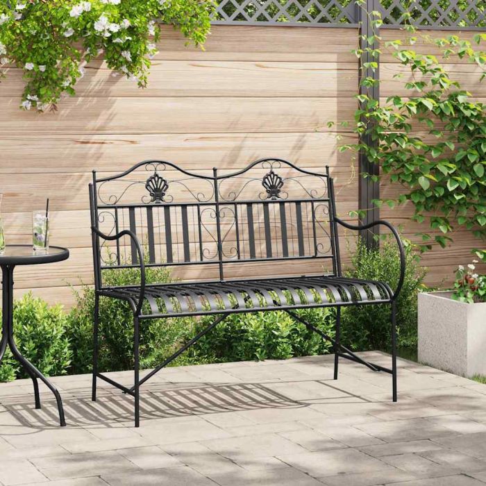 NEMVALE Garden Bench 103.5x59x89 cm Steel - Black