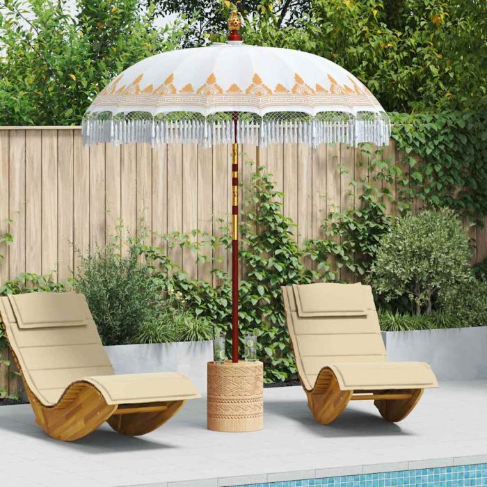 WAHMERE Balinese Parasol (180-190)x260 cm Cotton and solid Wood - Cream