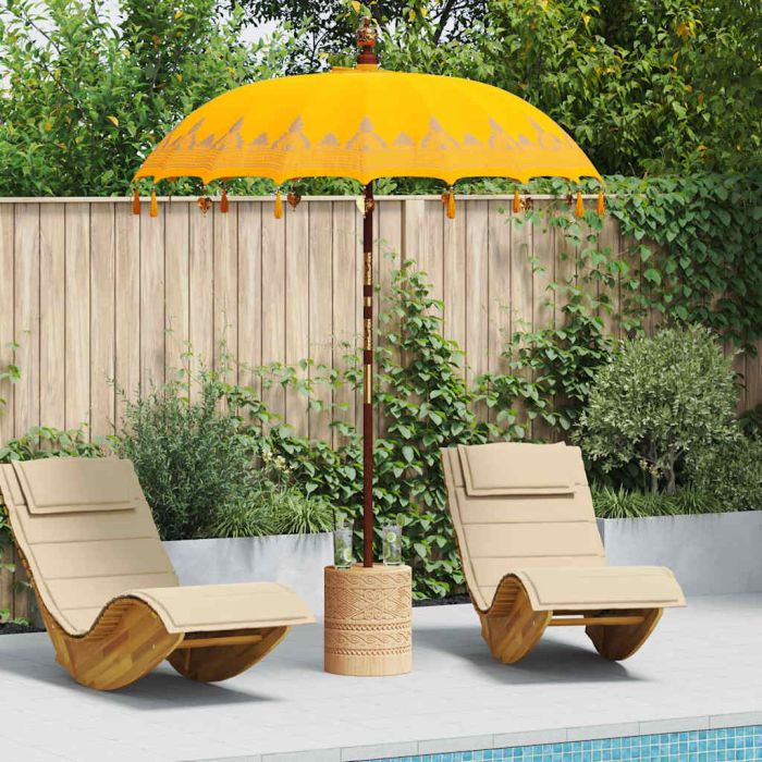 WAHMERE Balinese Parasol (180-190)x260 cm Cotton and Wood - Yellow