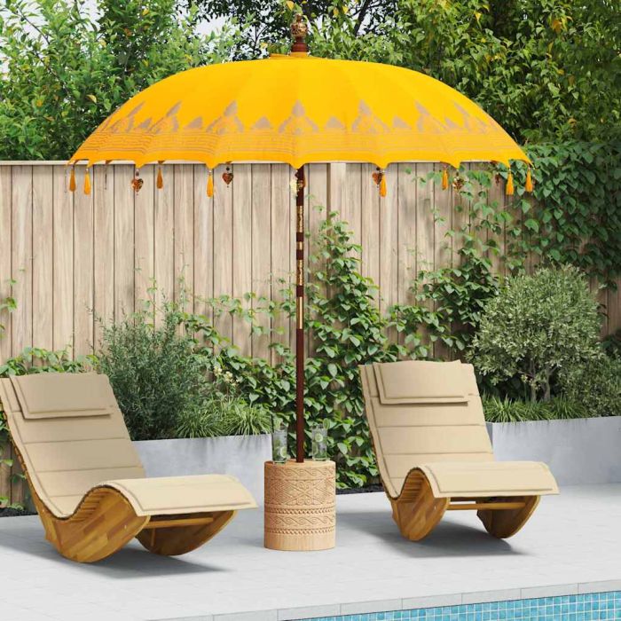 WAHMERE Balinese Parasol 215x215x260 cm Cotton and Wood - Yellow