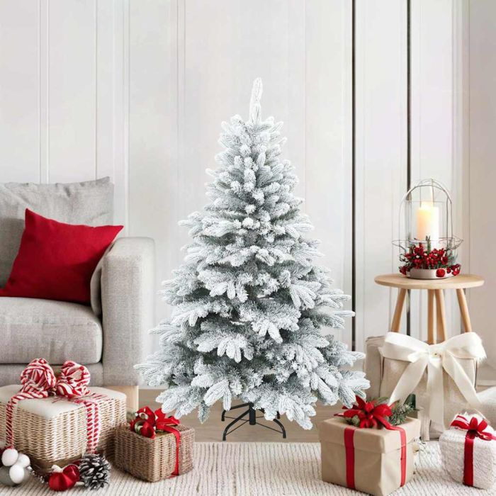 FLOSKA Artificial Hinged Christmas Tree Snow Flocked White 120 cm
