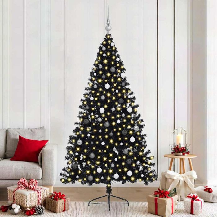BRIWIN Artificial Pre-lit Christmas Tree Black 210 cm PVC