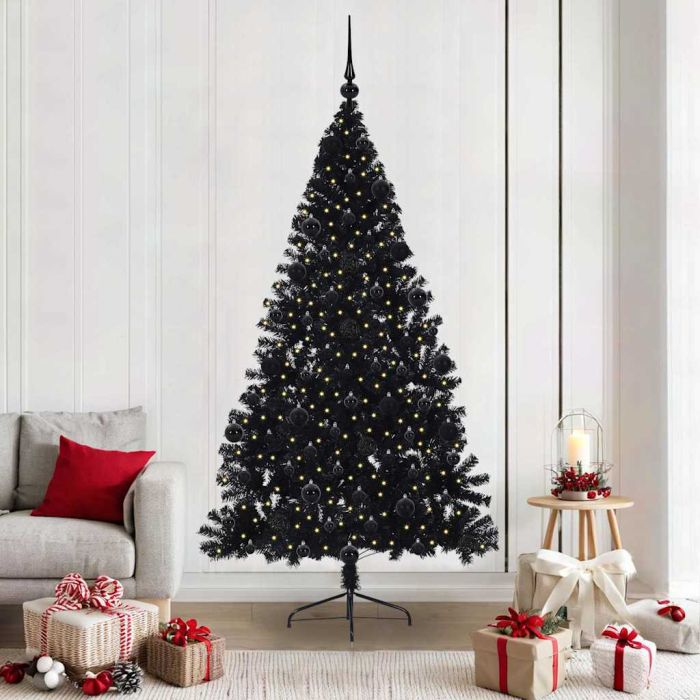 BRIWIN Artificial Pre-lit Christmas Tree Black 210 cm PVC