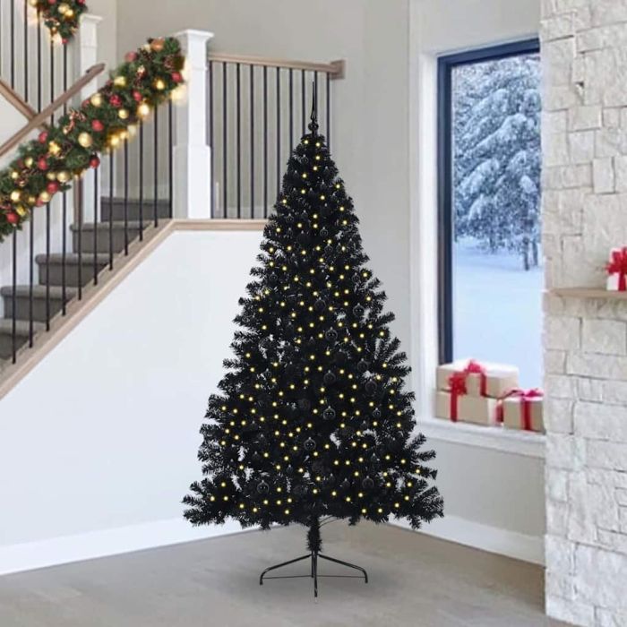 BRIWIN Artificial Pre-lit Christmas Tree Black 240 cm PVC