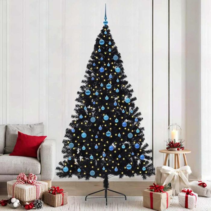 BRIWIN Artificial Pre-lit Christmas Tree Black 240 cm PVC