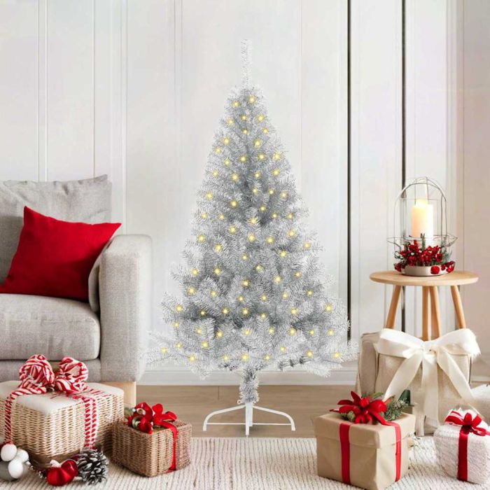 BRIWIN Artificial Pre-lit Christmas Tree Silver 120 cm PET