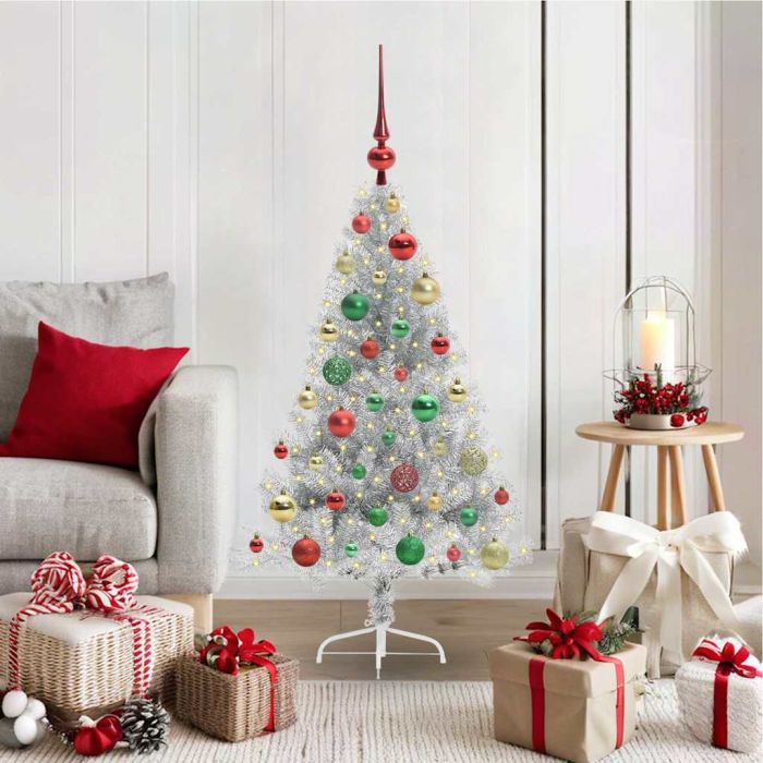 BRIWIN Artificial Pre-lit Christmas Tree Silver 120 cm PET