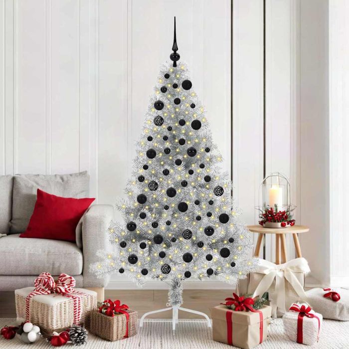 COZZIE Artificial Pre-lit Christmas Tree Silver 180 cm PET