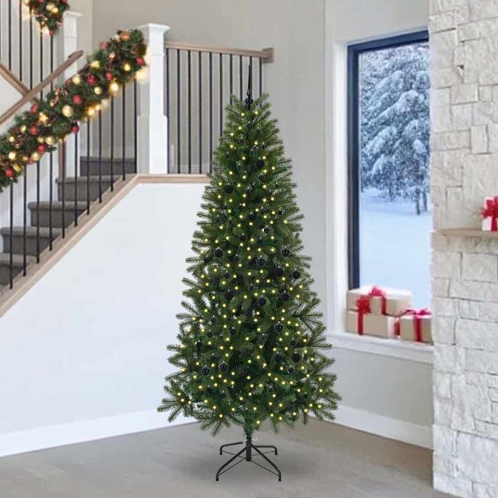 COZLYN Artificial Christmas Tree with 300 LEDs Green 240 cm PE and PVC