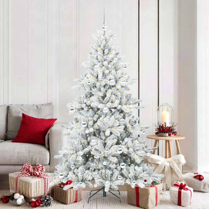 ELSERA Artificial Hinged Christmas Tree with 300 LEDs 180 cm PVC