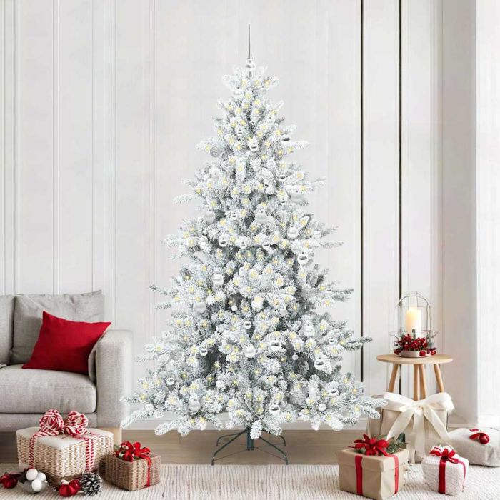 ELSERA Artificial Hinged Christmas Tree with 300 LEDs 210 cm PVC