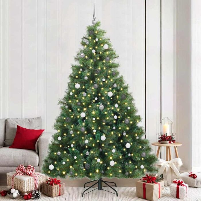 FIRILO Artificial Christmas Tree with 300 LEDs Green 240 cm PE and PVC