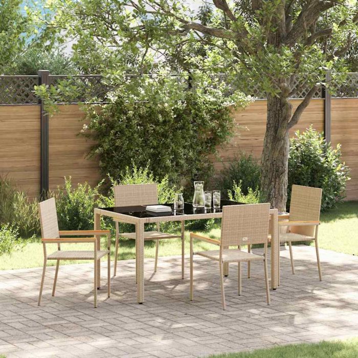 VERCOVE Garden Dining Set 5 pcs Poly Rattan - Beige