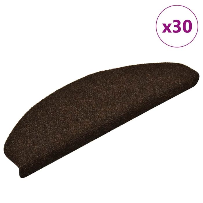 Stair Mats Self-adhesive 30 pcs Brown 65x21x4 cm