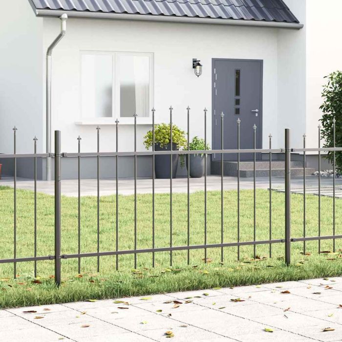 Garden Fence with Hoop Top Grey 8.5x1 m Steel