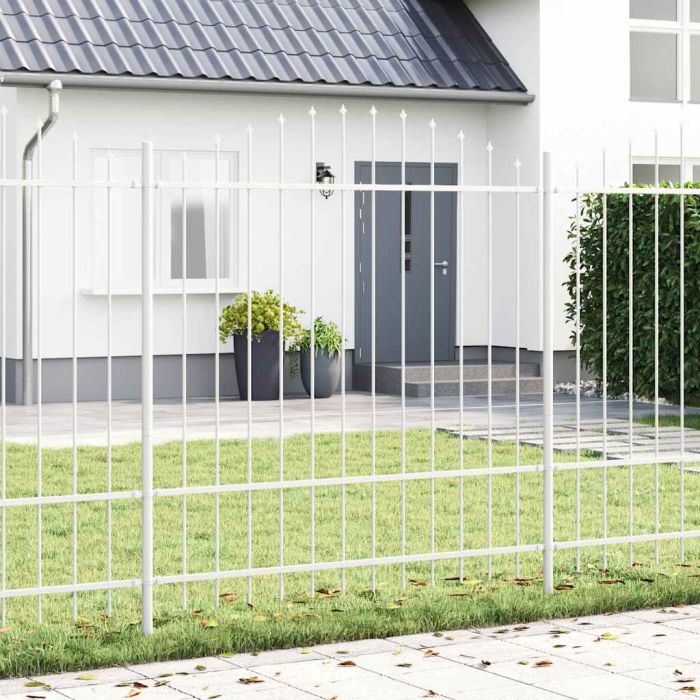Garden Fence with Hoop Top - White, 10.2 x 1.75 m, Steel