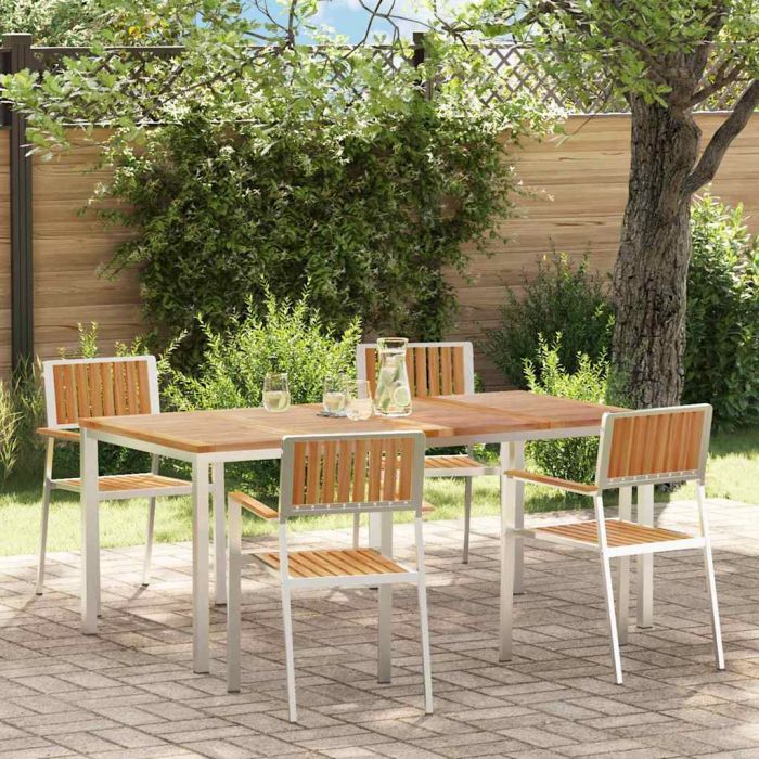 ROASH Outdoor Dining Set 5 pcs Solid Teak Wood - Brown