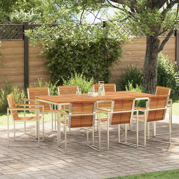 ROASH Garden Dining Set 9 pcs Solid Acacia Wood - Brown