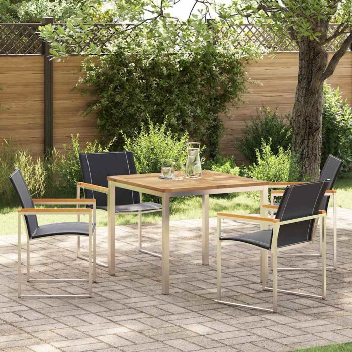 ROASH Garden Dining Set 5 pcs Solid Acacia Wood - Brown