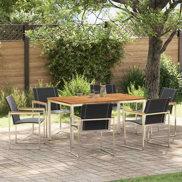 ROASH Garden Dining Set 7 pcs Solid Acacia Wood - Brown