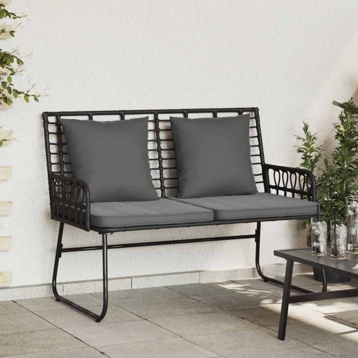 SIMVALE Garden Bench and Anthracite Poly Rattan - Black