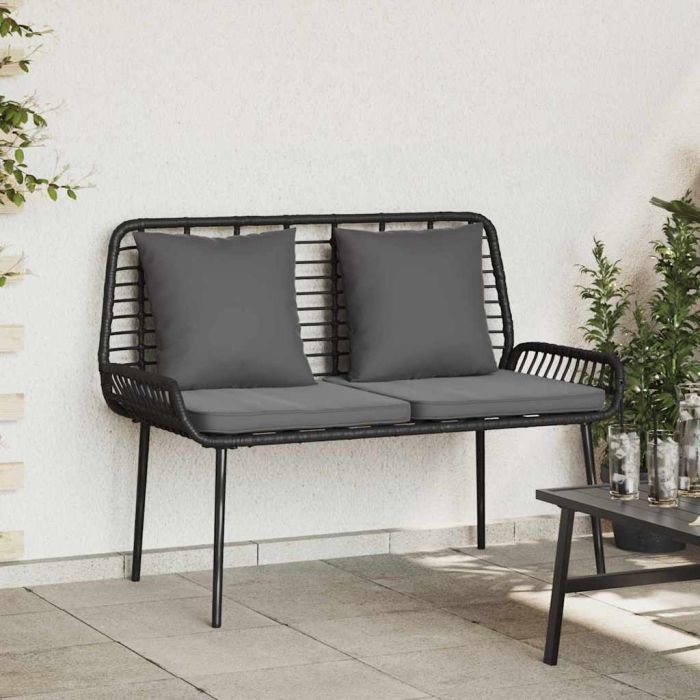 SIMVALE Garden Bench and Anthracite Poly Rattan - Black