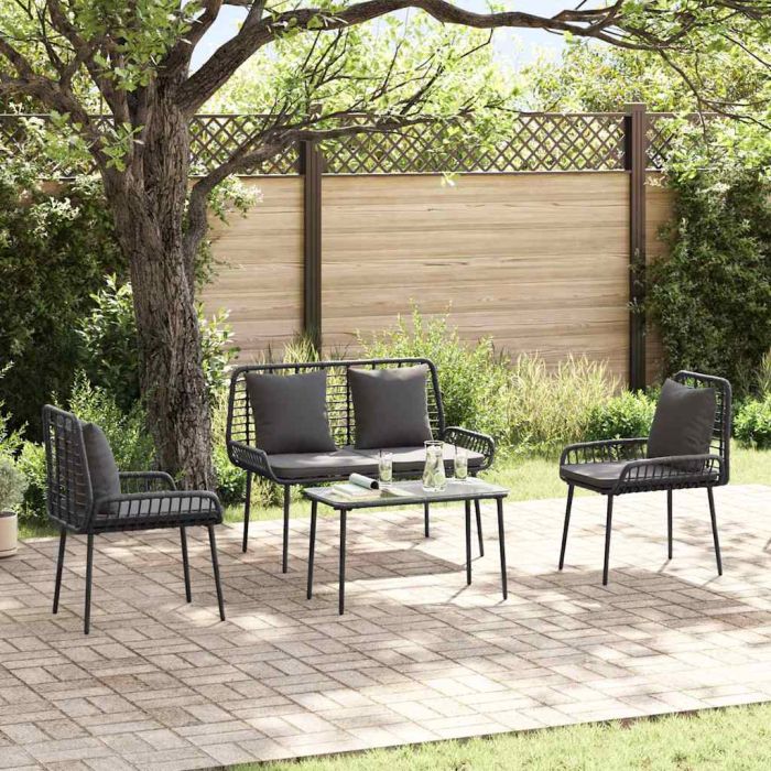 SIMVALE Garden Dining Set 3 pcs and Anthracite Poly Rattan - Black