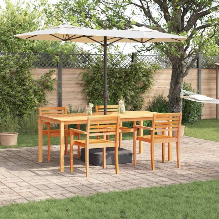 VOBURY Garden Dining Set 7 pcs Solid Acacia Wood - Brown