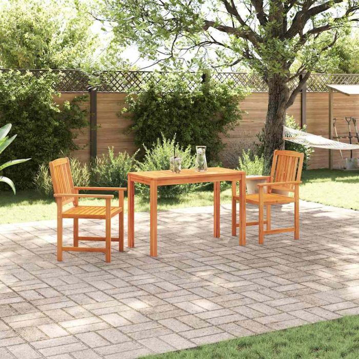 VOBURY Garden Dining Set 3 pcs Solid Acacia Wood - Brown