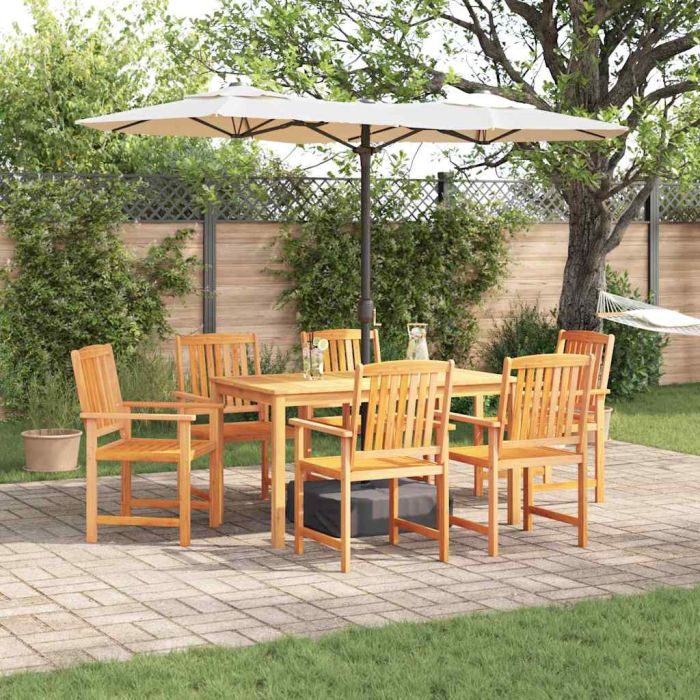 VOBURY Garden Dining Set 7 pcs Solid Acacia Wood - Brown