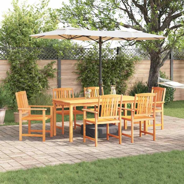 VOBURY Garden Dining Set 7 pcs Solid Acacia Wood - Brown