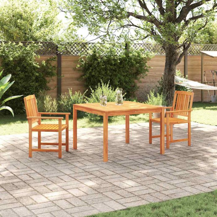 VOBURY Garden Dining Set 3 pcs Solid Acacia Wood - Brown