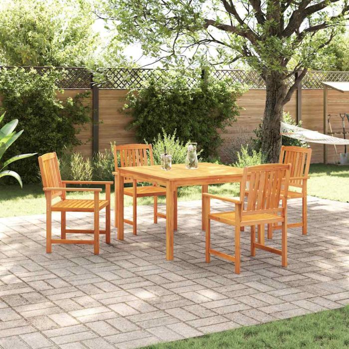 VOBURY Garden Dining Set 5 pcs Solid Acacia Wood - Brown