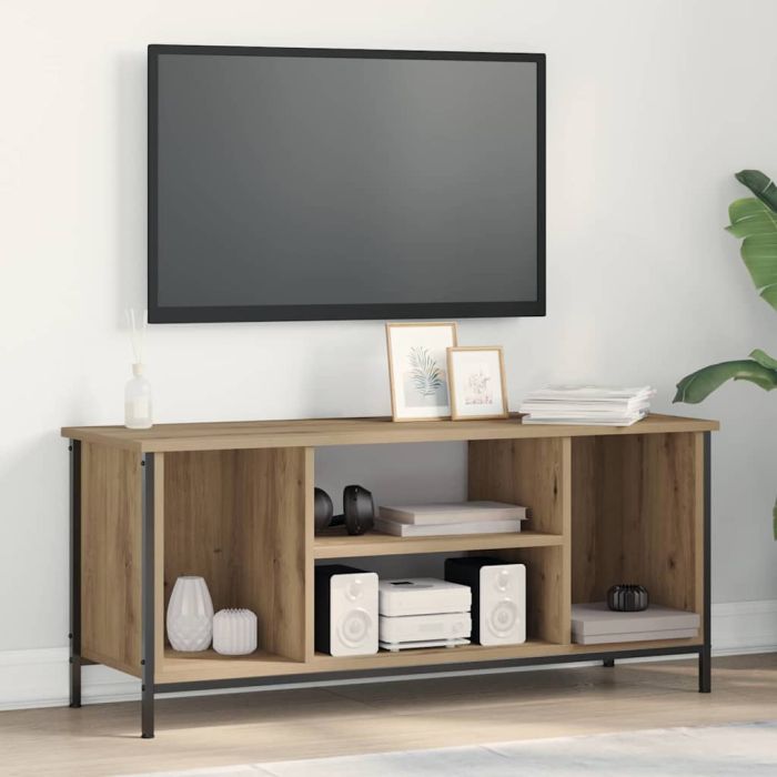 TV Stand Artisan Oak Engineered Wood, Metal 102 x 35 x 45 cm