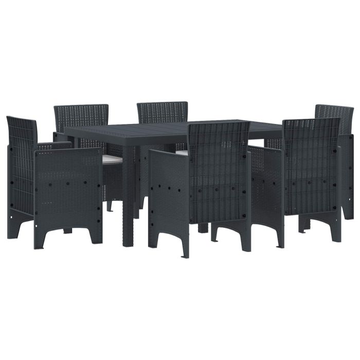 ORHEAT Garden Dining Set 7 pcs Anthracite Polt Rattan