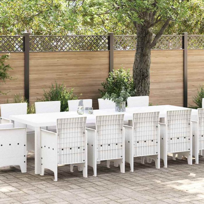 ORHEAT Garden Dining Set with Cushion 13 pcs and Light grey - White