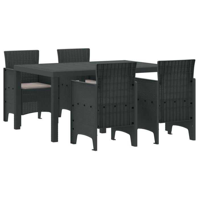 ORHEAT Garden Dining Set 5 pcs Anthracite Polt Rattan