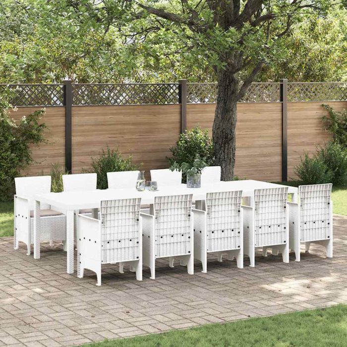 ORHEAT Garden Dining Set 11 pcs and Taupe Synthetic Rattan - White