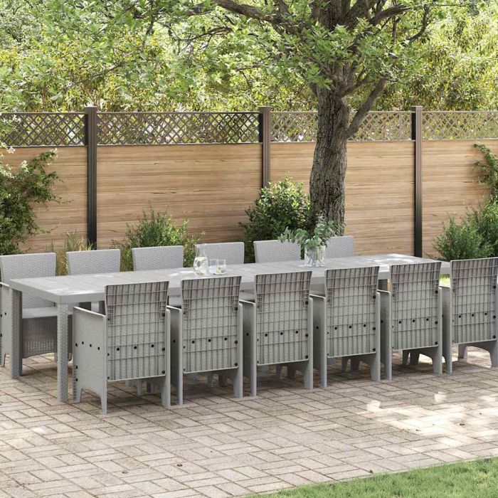 ORHEAT Garden Dining Set 13 pcs Light Polt Rattan - Grey