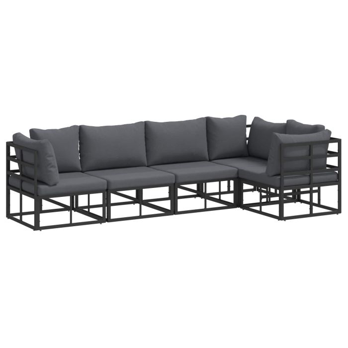 PRCOVE Garden Sofa Set with Cushion 5 pcs Aluminium - Black