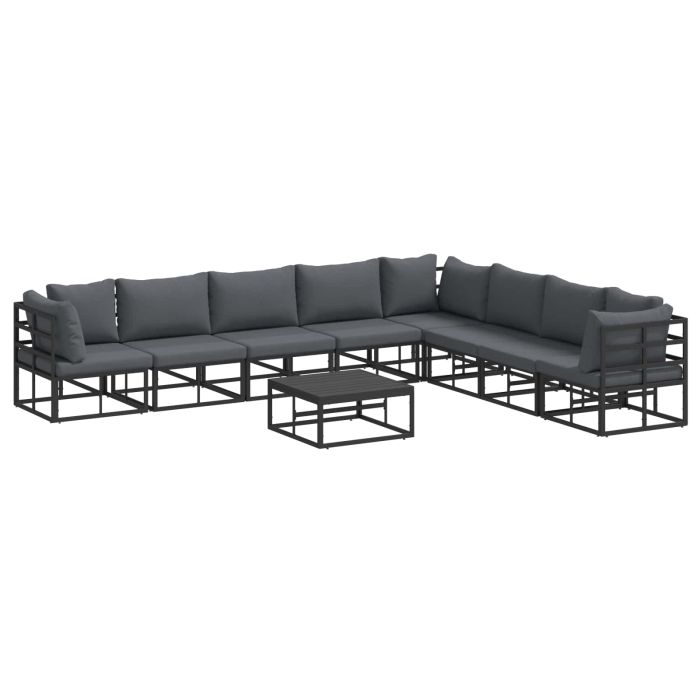 PRCOVE Garden Sofa Set with Cushion 9 pcs Aluminium - Black