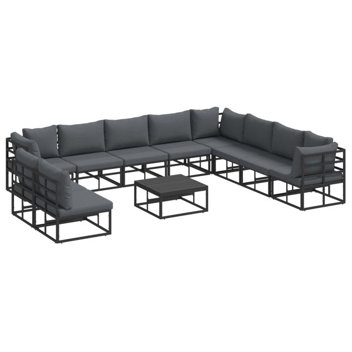 PRCOVE Garden Sofa Set with Cushion 11 pcs Aluminium - Black